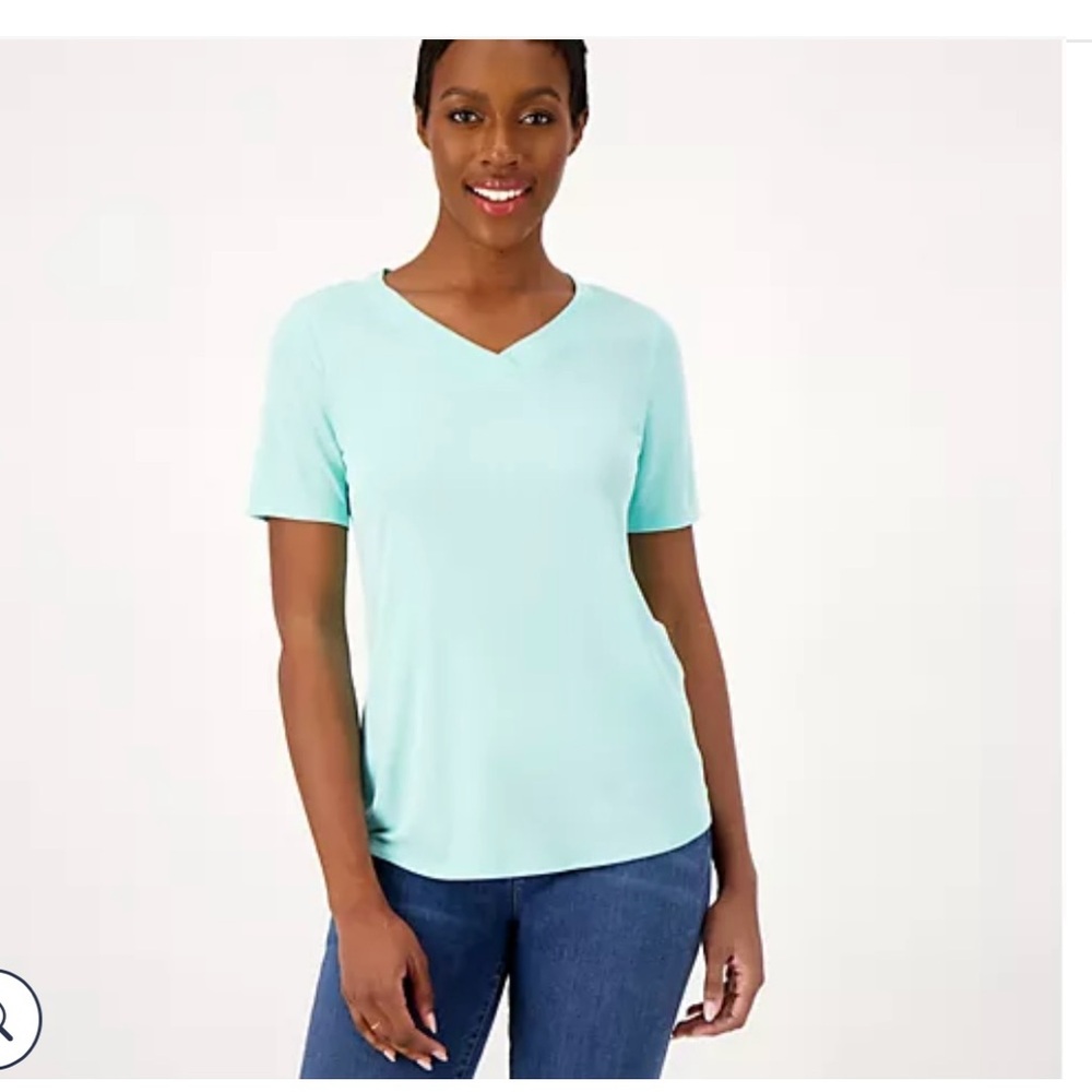 Belle by Kim Gravel Short Sleeve V-Neck Top
